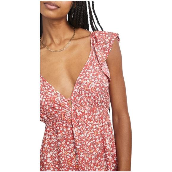 Rails NWT Anika Mini Dress Red Ditsy Floral Size 2X Lightweight Pullover V-Neck - Picture 2 of 13